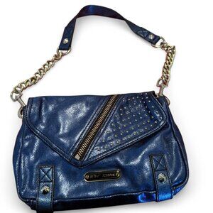 Betsy Johnson Metallic Blue and silver biker bag